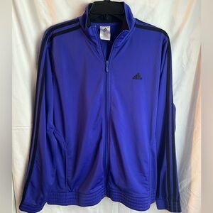 Adidas sweatshirt Full zipper Purple-Blue color with Black Stripes. Big Kids XL